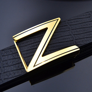 因几正品男士皮带 真皮男z字镀金铜扣牛皮腰带 新潮百搭韩版裤带