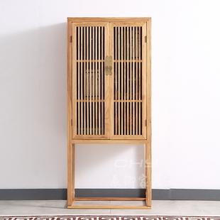 明清古典榆木家具高脚衣柜书柜中式禅意茶叶柜储物柜高柜镂空两门