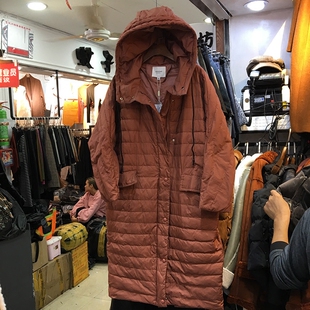 misuoms米索美素17305专柜冬季时尚轻薄过膝宽松显瘦羽绒服外套女