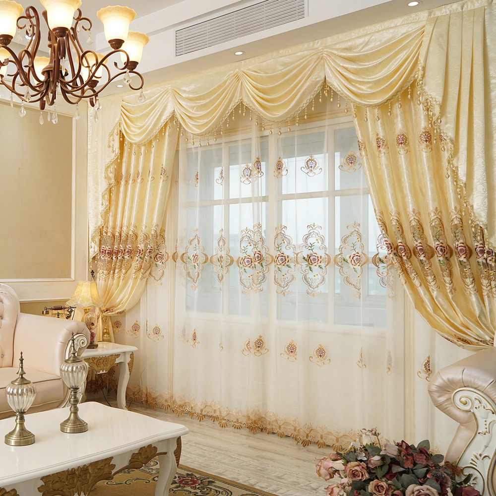 欧式水溶绣花纱帘客厅卧室飘窗特价定制窗帘
