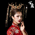 Gu Su atmosphere bride phoenix crown step swaying fringe Chinese Xiuhe headdress wedding red costume and hair accessories new