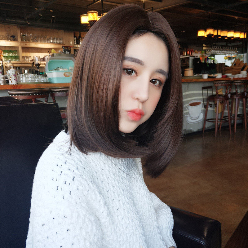 假发中长圆脸长直发气质脸锁骨自然假发套