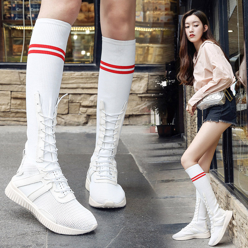 2020超火袜子鞋弹力长筒袜子靴女高帮运动鞋