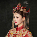 Mengyao bride 2020 new phoenix crown show Wo clothing dragon and phoenix gown head jewelry luxurious Chinese gold red ancient costume