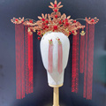 Cernmei/appreciating the beauty of the bride wedding headdress golden red Xiuhe accessories phoenix crown xia pi Chinese phoenix crown headdress