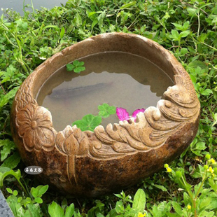 天然石材鱼缸鹅卵石大鱼缸石头养鱼缸园艺养鱼池观赏盆景假山鱼池