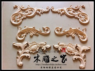 深圳家具打贴片花对角v家具木雕木花家具贴花装饰柜花门花实木中式牡丹新东阳图片