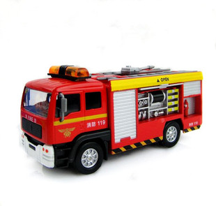 儿特爱合金声光车模 城市系列119消防车火警车 儿童回力声光车模 新品