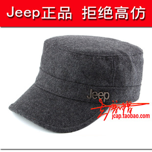 吉普帽子男士平顶帽jeep秋冬季户外羊毛呢鸭舌保暖军帽子时尚潮 新品