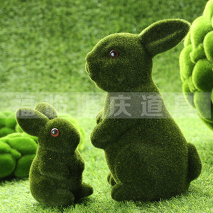 2015年新款特价森系主题婚礼绿色兔子摆件草球兔橱窗装饰道具8403