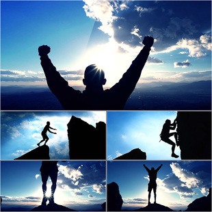 登山爬山登高远眺旅行山顶公司文化梦想展望未来高清实拍视频素材