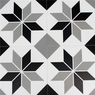 餐厅酒吧欧式黑白小花砖地砖厨房客厅墙砖几何拼花瓷砖仿古砖300_厨房砖