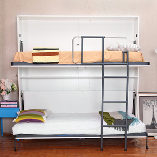 喜庆创意 隐形床双层上下床折叠壁床单人午休学生床0.
