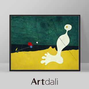 艺达利儿童房卧室客厅抽象油画装饰画 现代超现实主义 米罗人投鸟