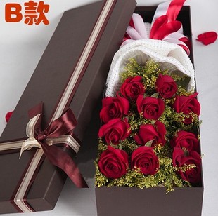11只红玫瑰时尚礼盒花盒~情人节鲜花预定北京大兴亦庄鲜花速递 新品