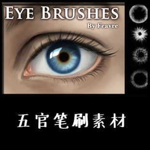 photoshop笔刷五官笔刷ps眼珠瞳孔嘴眉毛发笔刷手绘动漫设计笔刷