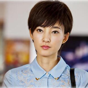 真人发丝真发假发女短直发 明星王丽坤同款假发帅气蓬松短发包邮 新品