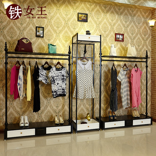铁艺服装架 服装店衣架展示架正侧挂组合落地中岛架带板服装货架 新品