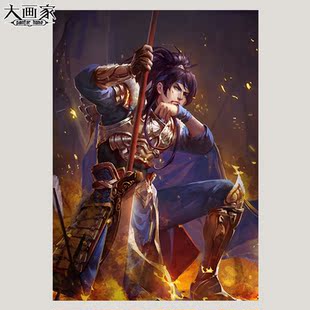 三国杀人物印制油画 木美人作品曹昂 全棉无框挂画装饰画 预售 新品