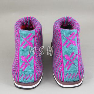 秋冬纯手工针织毛线靴子保暖办公居家休闲靴子平底棉靴男女棉鞋 新品