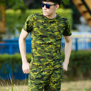 2016夏迷彩服情侣套装短袖t恤男 纯棉军绿色特种兵军训野战运动服