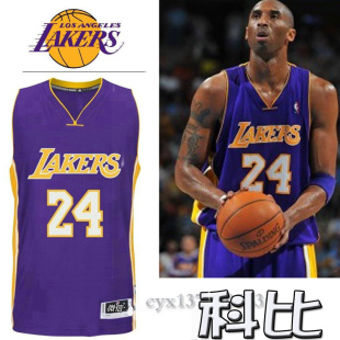 科比24号湖人队客场紫色背心短袖正品新版烫印球衣篮球服套装男女