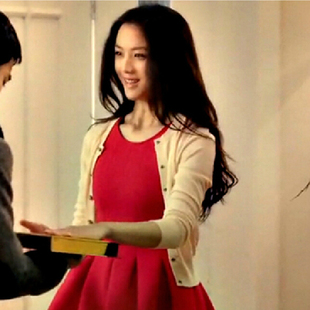 明星汤唯德芙同款圆领长袖短款韩版修身针织衫开衫女外搭毛衣外套