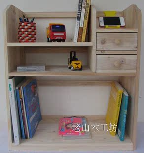 纯实木学生简易书架柜桌上书架桌面置物架实木小陈列玩具架l107 新品