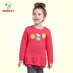 snoopy童装儿童秋冬装女童圆领针织衫毛衣中大童中长款毛衣连衣裙