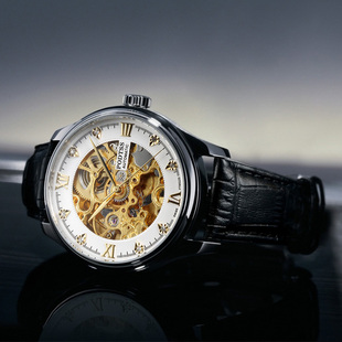 巴顿双面镂空全自动机械表  男士正品手表 男表休闲军表 防水腕表