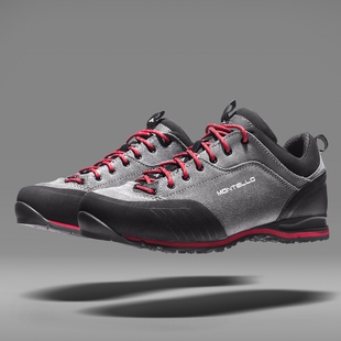 意大利蒙特罗montello 超轻户外头层翻毛皮耐磨徒步登山靴/鞋灰红