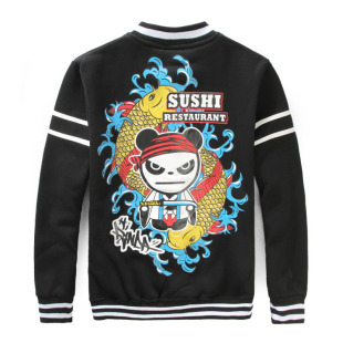 潮牌不死熊猫panda男士休闲棒球衫外套加绒情侣卫衣男女棒球服潮 新品