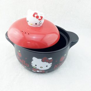 hello kitty 可爱红粉色韩式砂锅陶瓷炖煲汤锅卡通耐高温石锅包邮