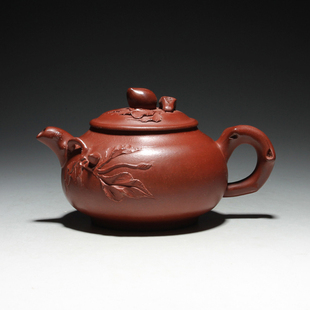 老壶坊 紫砂茶壶 名家手工壶 一厂老红泥 汪寅仙 寿桃壶 回流老壶