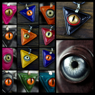 mini吊坠 情侣 新款牛皮原创设计师 义眼眼睛眼球手工项链吊坠 新品