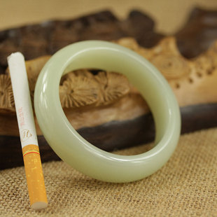 和田玉手镯青白玉镯子扁条57圈正品保真韩料观音佛平安扣071416 新品