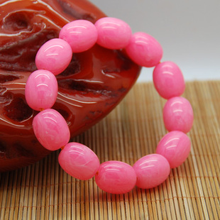 古川饰品 中东贵族蜜蜡琥珀 粉色种美人醉红蜜手链桶珠手串 新品上架
