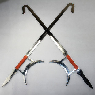 龙泉宝剑 武术器械 十八般兵器 奇门兵器 不锈钢虎头双钩 未开刃 新品