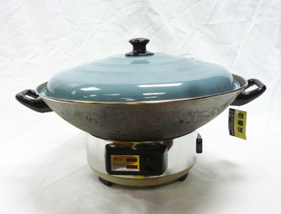 桥牌调温型铸铁生铁老式电炒锅电热锅电火锅环保原生态无涂层40cm