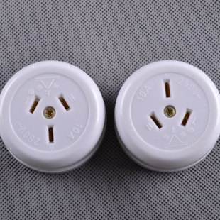 老式 明装 圆形黑插座 三孔扁形 10a 圆形明装白色插座 新品上架