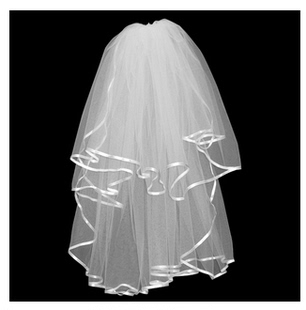 2015新款新娘头纱 韩式短款多层蓬蓬头纱 白色带发梳婚纱头纱配饰
