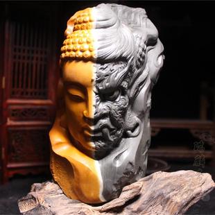 寿山石雕 三秀园 善恶摆件 魔由心生 一念之差 善恶两面 大材质 新品