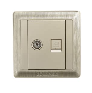 贵派g4电视联电脑拉丝金86墙壁电源开关插座10a电视网络插座正品 新品