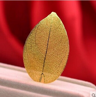 忆时光| 24k金叶子吊坠项链 3d硬金树叶项链女情人节生日礼物 新品