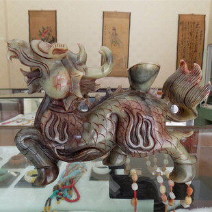 玉麒麟纯天然玉石麒麟摆件招财镇宅辟邪岫玉麒麟玉麒麟家居饰品 新品