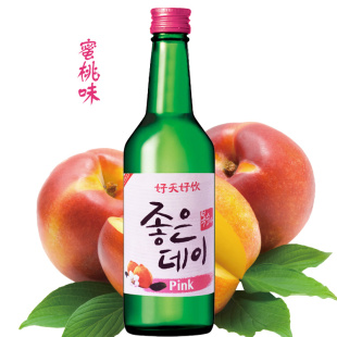 韩国果味烧酒 清酒 洋酒 好天好饮蜜桃味360ml 13.