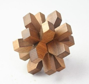 木制鲁班锁孔明锁儿童成人益智米字形解锁解环智力6岁以上玩具 新品