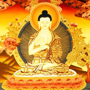 闻慧堂彩绘大日如来佛像画像纯手绘青海唐卡画藏传佛教挂画装饰画