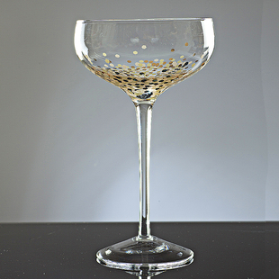 碎花金点水晶玻璃碟形香槟杯 进口工艺高脚杯 创意红酒杯酒柜摆件