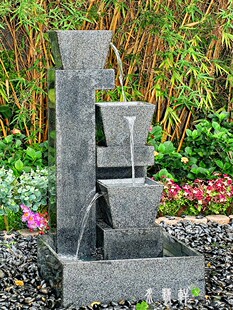 花园景观流水室内加湿水景理想石头鱼池幕墙流水摆件水庭院家园北大庭院联排别墅图片